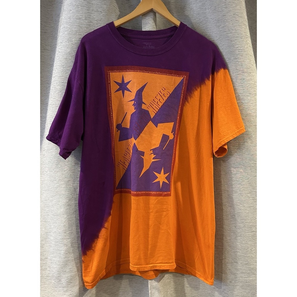 Harry Potter Weasleys Wizard Wheezes Size XL Adult Tee Shirt Purple Orange Witch